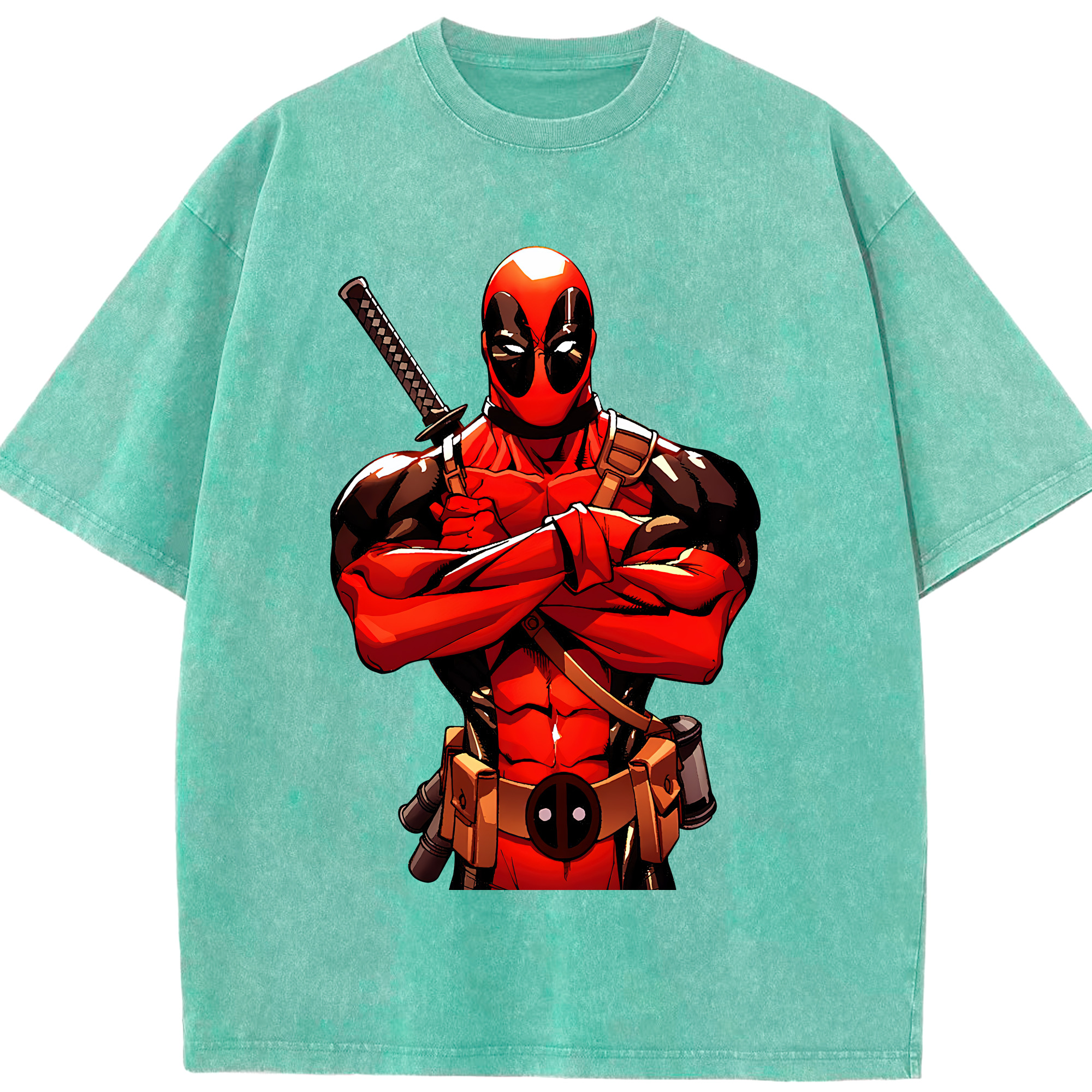 （画像用） Deadpool デッドプール 綿100% ヴィンテージ風 半袖Tシャツ（フロントプリント）